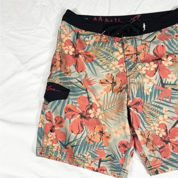 Maui And Sons Mens Floral Multicolor Swin Board Shorts Size 34 - Picture 3 of 10